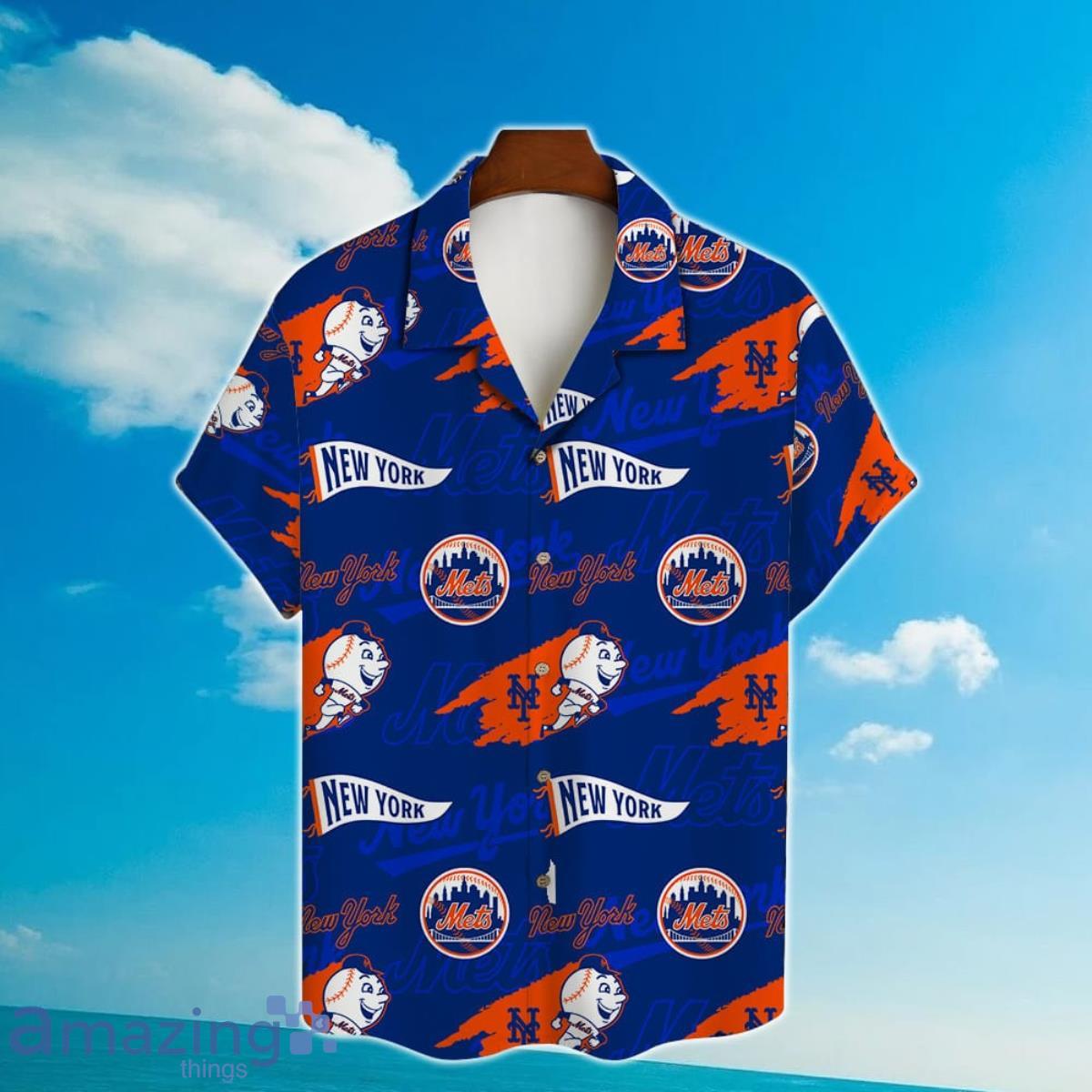 New York Mets Major League Baseball Simple Pattern 3D Print Hawaiian Shirt  For Fans