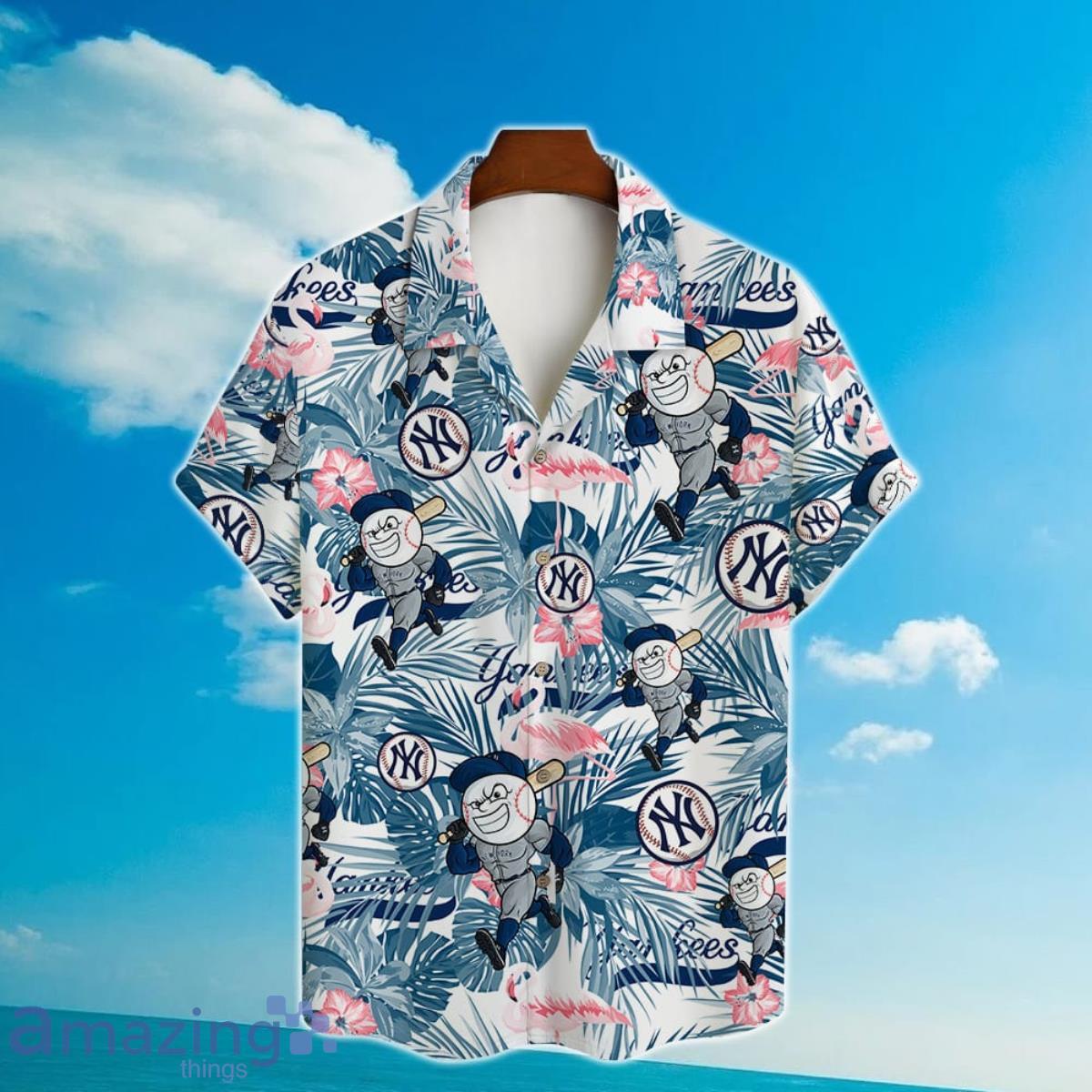 New York Yankees Major League Baseball Mascot And Hibiscus Pattern