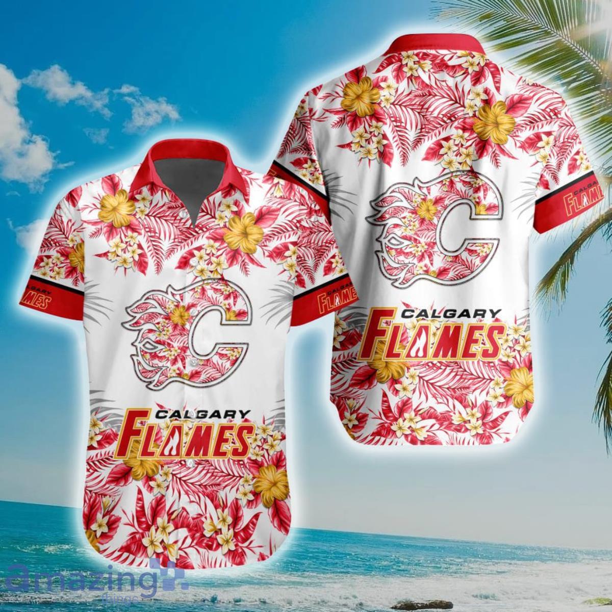 NHL Calgary Flames Special Floral Hawaiian Shirt Product Photo 1 NHL Calgary Flames Special Floral Hawaiian Shirt Product Photo 1