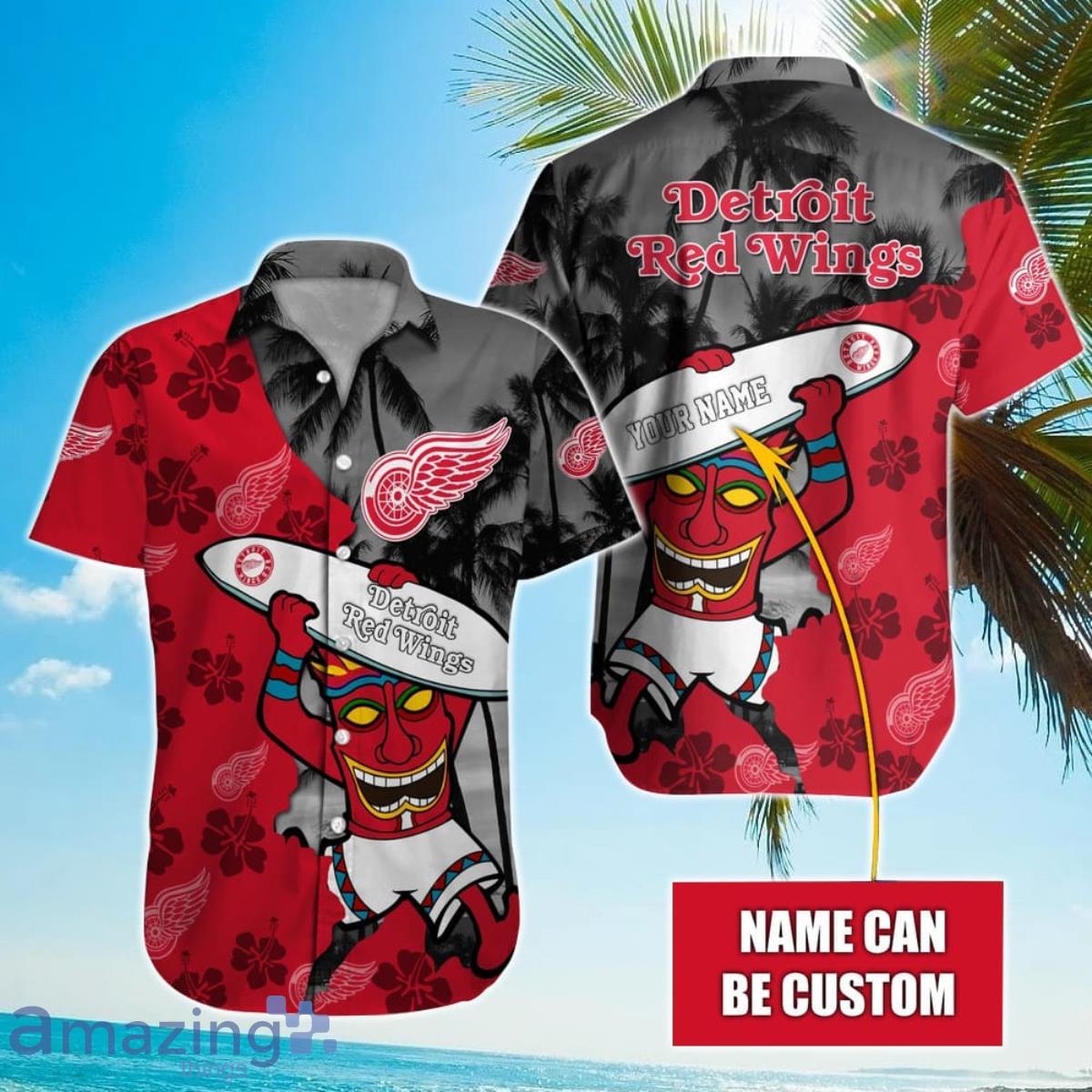 NHL Detroit Red Wings Orca And Waves Personalized Hawaiian Shirt