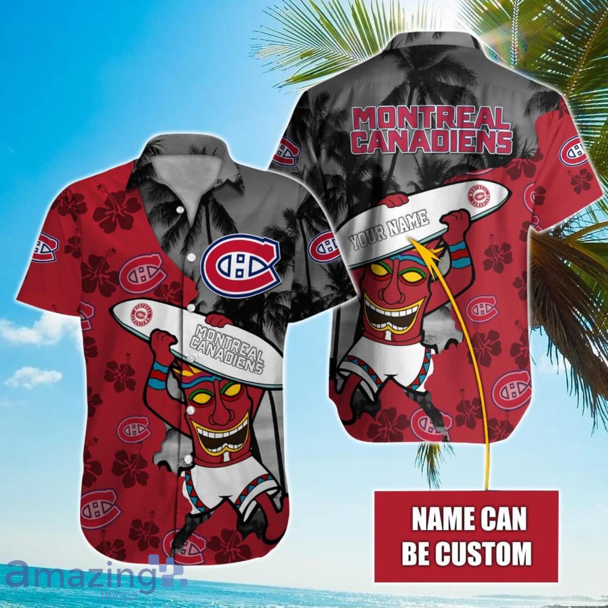 NHL Montreal Canadiens Beach Surfboard Hawaiian Shirt Custom Name Product Photo 1
