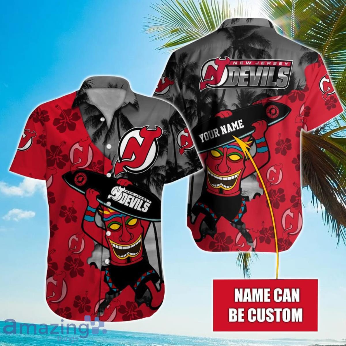 NHL New Jersey Devils Beach Surfboard Hawaiian Shirt Custom Name Product Photo 1