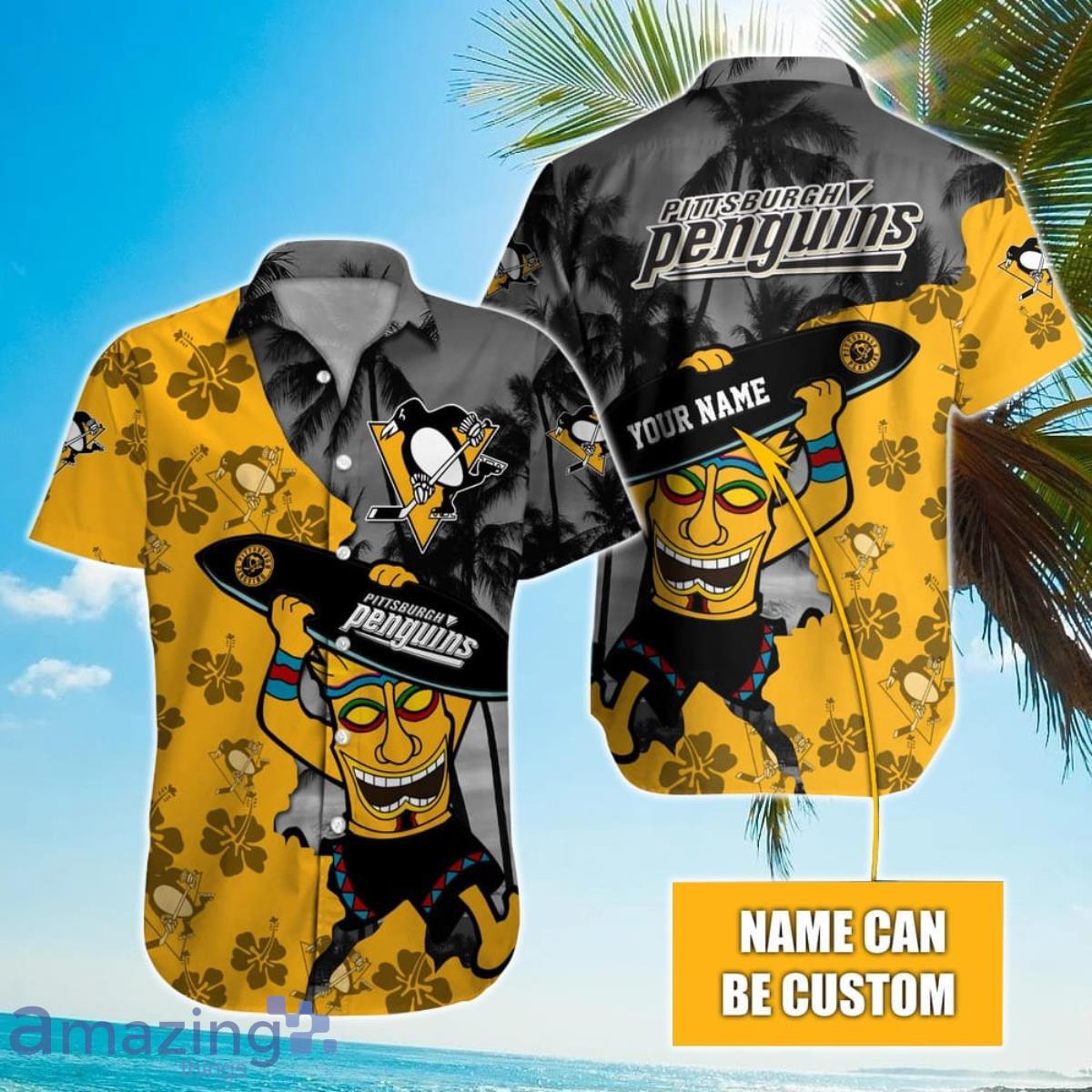 NHL Pittsburgh Penguins Beach Surfboard Hawaiian Shirt Custom Name Product Photo 1