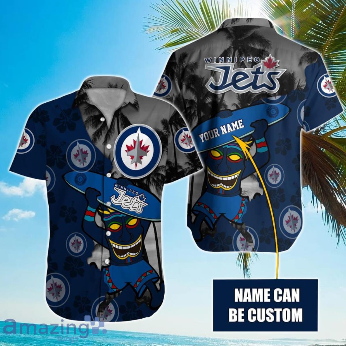 NHL Winnipeg Jets Beach Surfboard Hawaiian Shirt Custom Name Product Photo 1
