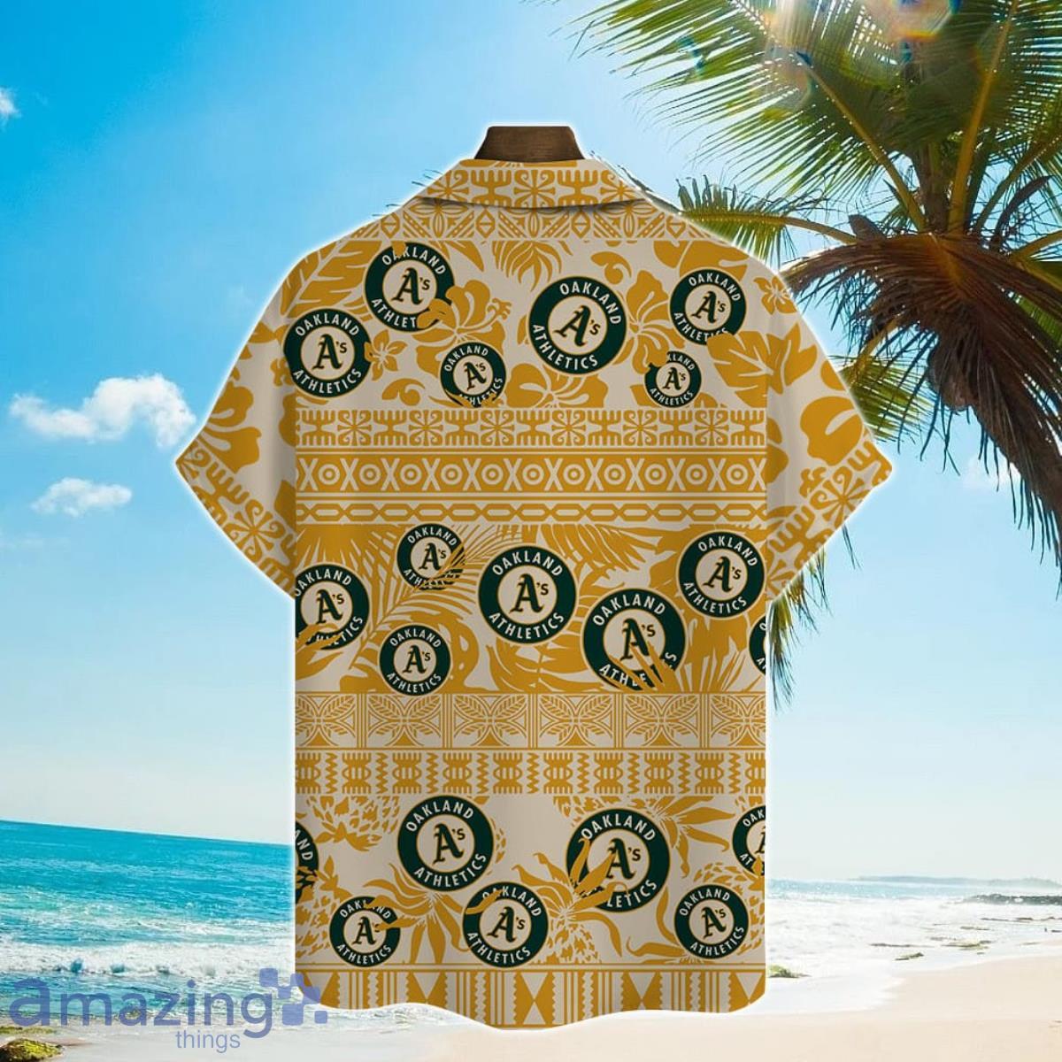 Oakland Athletics MLB Vintage Palm Tree Pattern Hawaii Shirt For