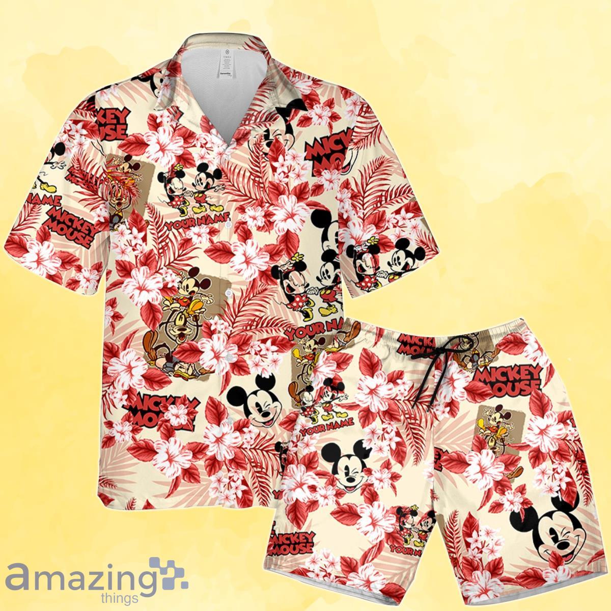 Personalized Mickey Classic Flowers Pattern Custom Kids And Adult 3D Summer Hawaiian Shirt And Short Product Photo 1