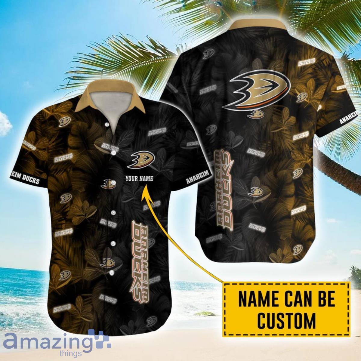Personalized NHL Anaheim Ducks Palm Leafs Hawaiian Shirt Product Photo 1
