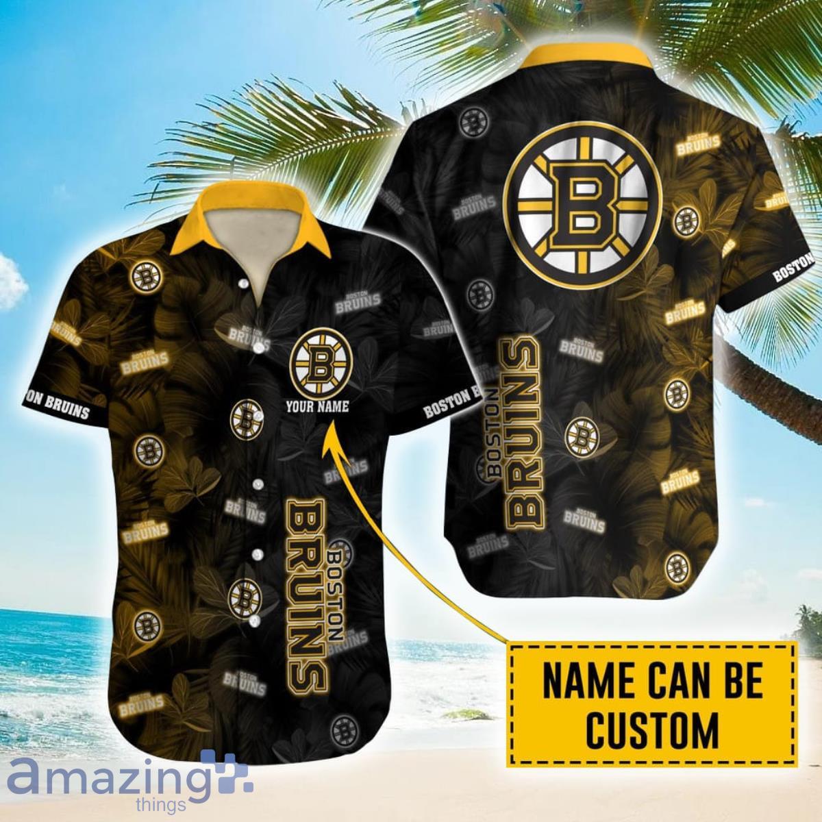 Personalized NHL Boston Bruins Palm Leafs Hawaiian Shirt Product Photo 1