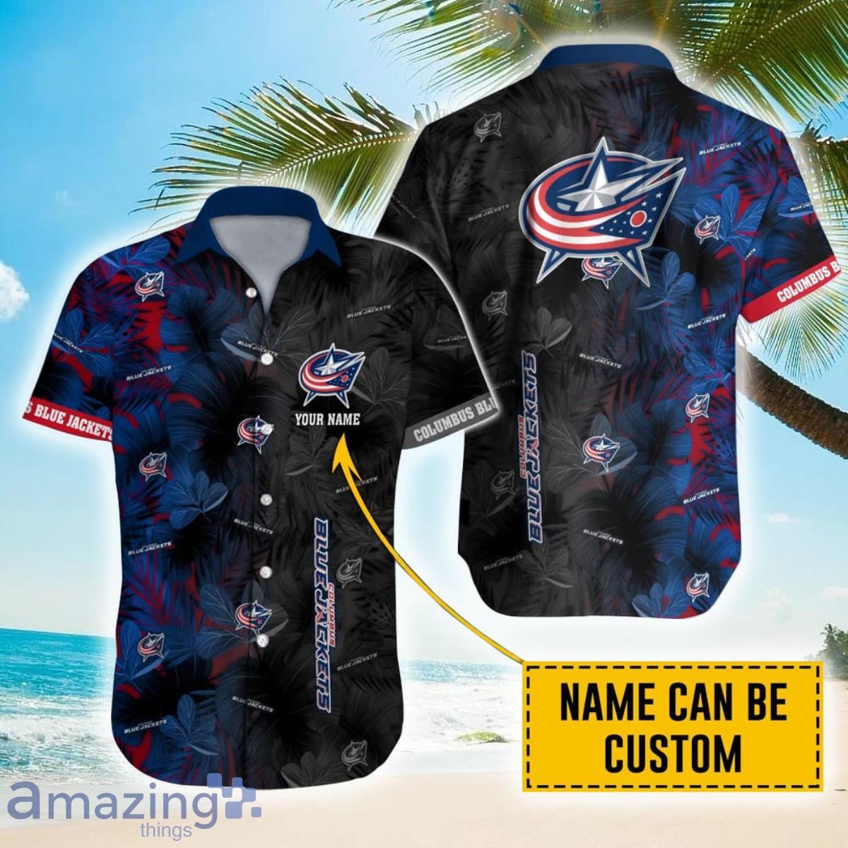 Personalized NHL Columbus Blue Jackets Palm Leafs Hawaiian Shirt Product Photo 1