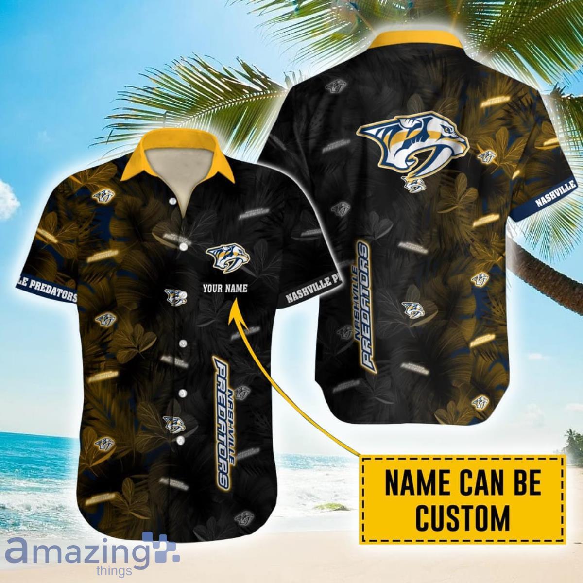 Personalized NHL Nashville Predators Palm Leafs Hawaiian Shirt Product Photo 1
