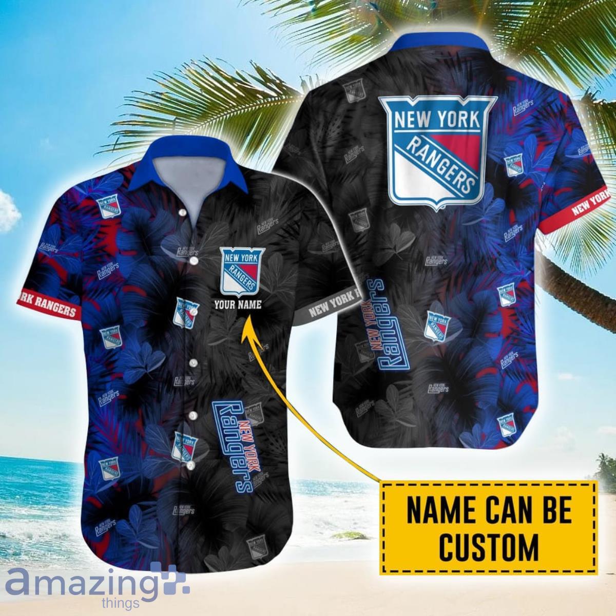 Personalized NHL New York Rangers Palm Leafs Hawaiian Shirt Product Photo 1