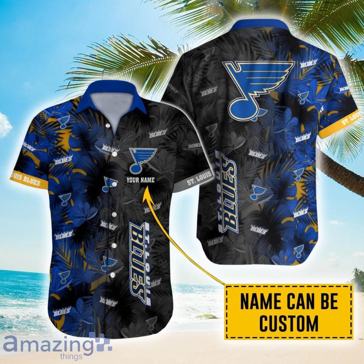 Personalized NHL St. Louis Blues Palm Leafs Hawaiian Shirt Product Photo 1
