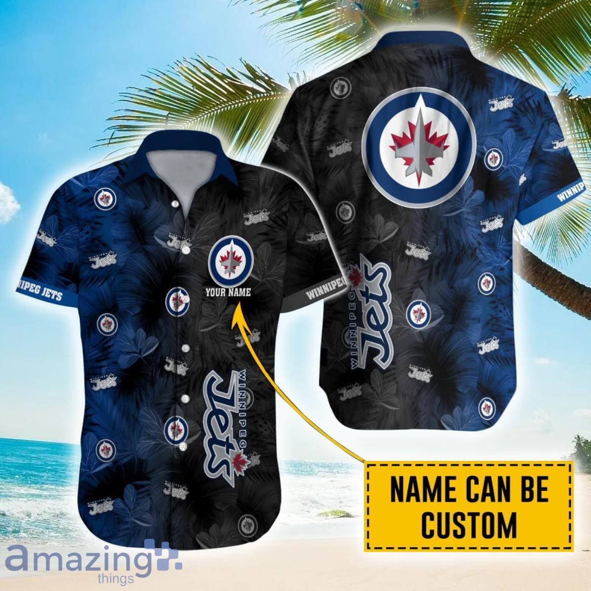Personalized NHL Winnipeg Jets Palm Leafs Hawaiian Shirt