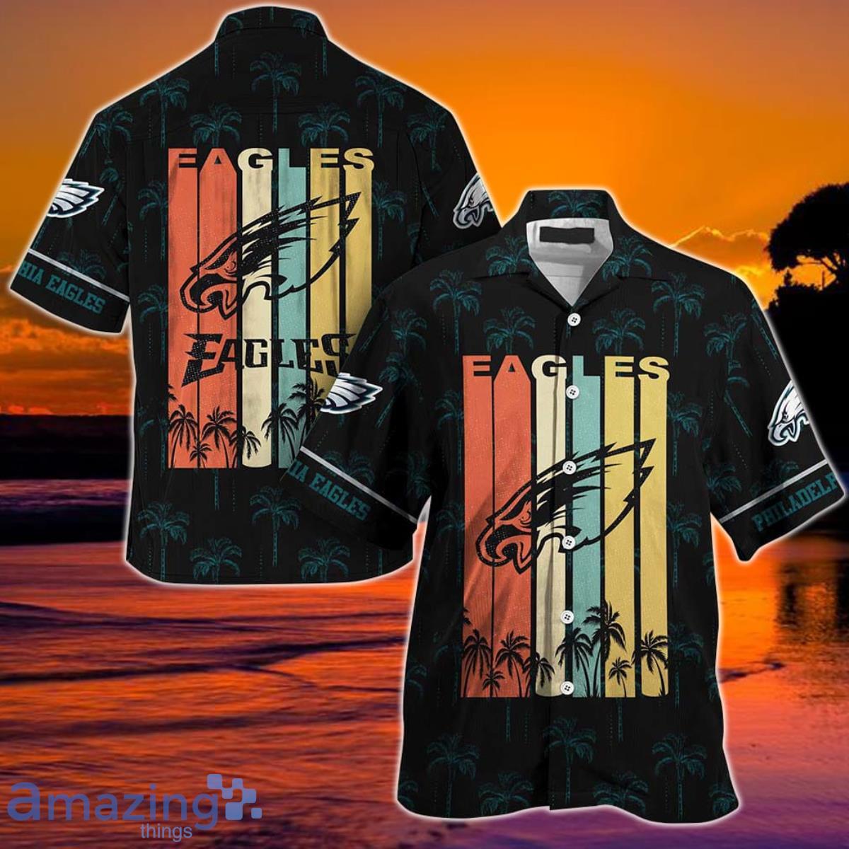 Philadelphia Eagles NFL Hawaii Beach Shirt Retro Vintage Summer Short Sleeve Button Hawaiian Shirt Product Photo 1