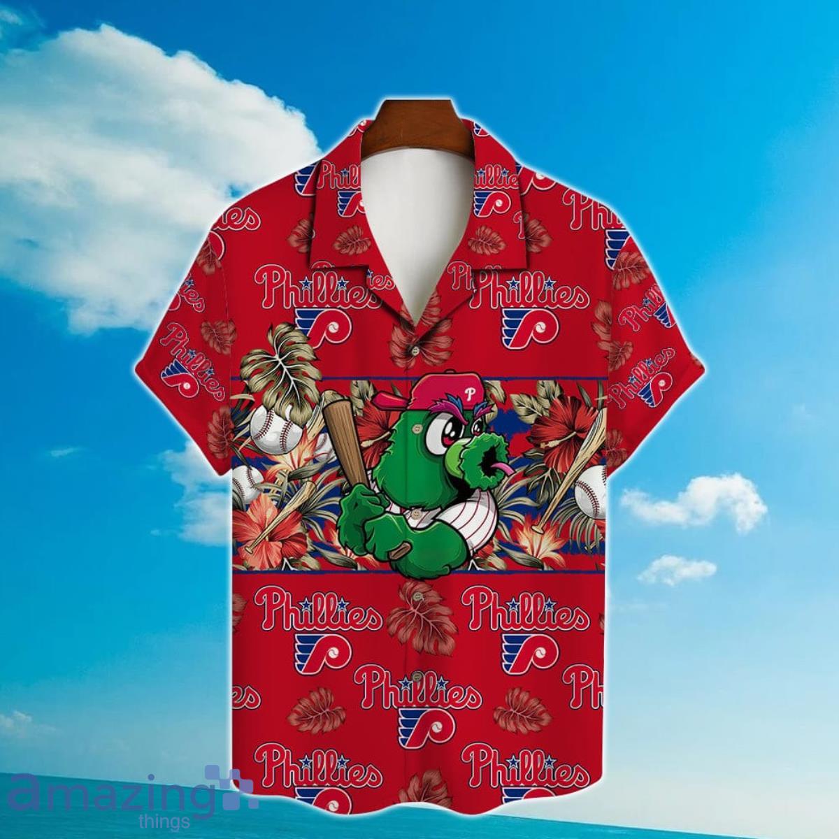 Philadelphia Phillies Mascot And Leaves Tropical Style Hawaiian Shirt