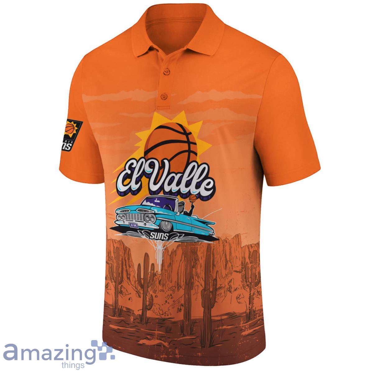 Phoenix Suns EL Valle On Orange Background Print 3D Polo Shirt Product Photo 2