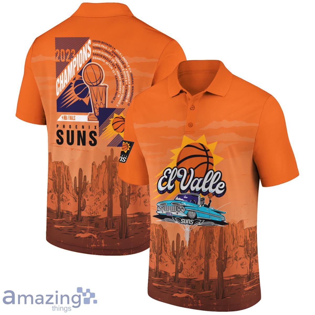 Phoenix Suns EL Valle On Orange Background Print 3D Polo Shirt Product Photo 1