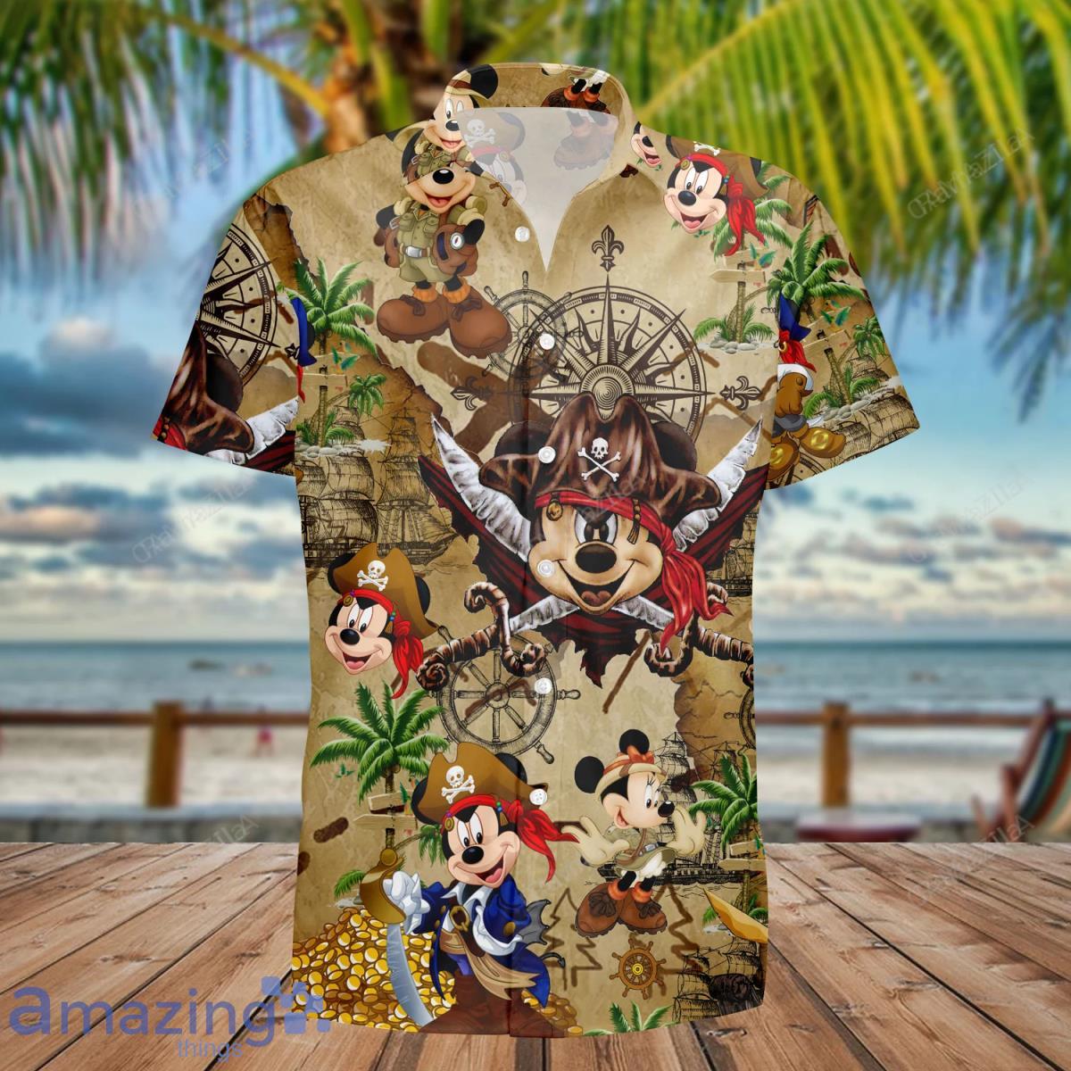 Pirate Mickey On Map Hawaiian Shirt Product Photo 1