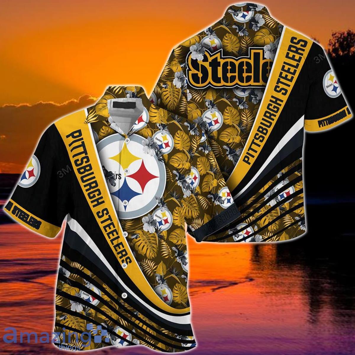 Pittsburgh Steelers NFL Football With Tropical Flower Pattern Hawaiian Shirt For Fans Product Photo 1