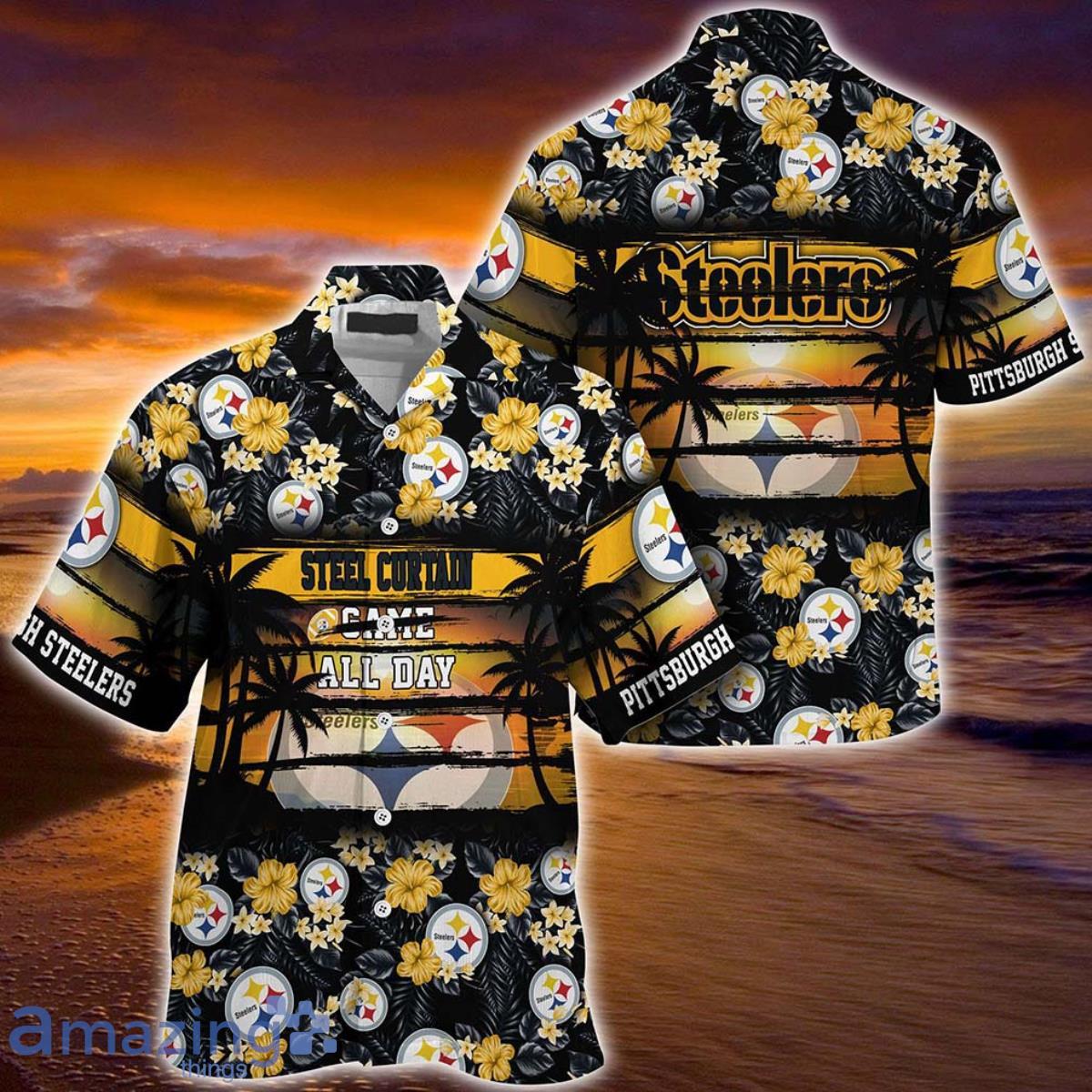 Pittsburgh Steelers NFL Summer Hawaiian Shirt Floral Pattern Graphic For  Sports