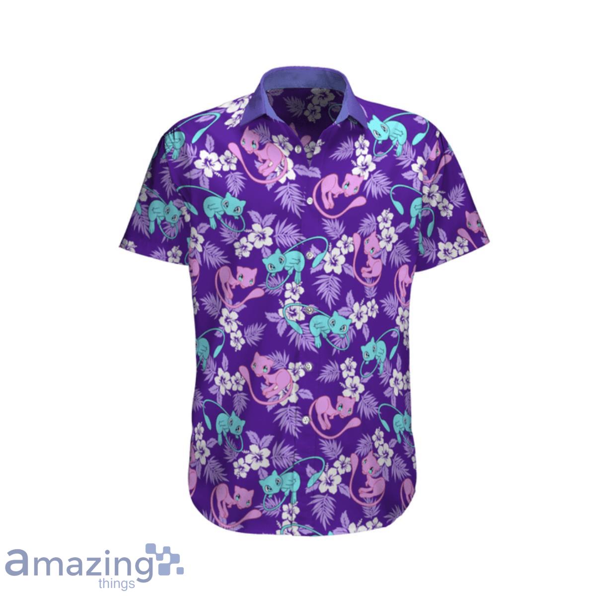 Purple Pokemon Mew Tropical Pattern Hawaiian Shirt Product Photo 1