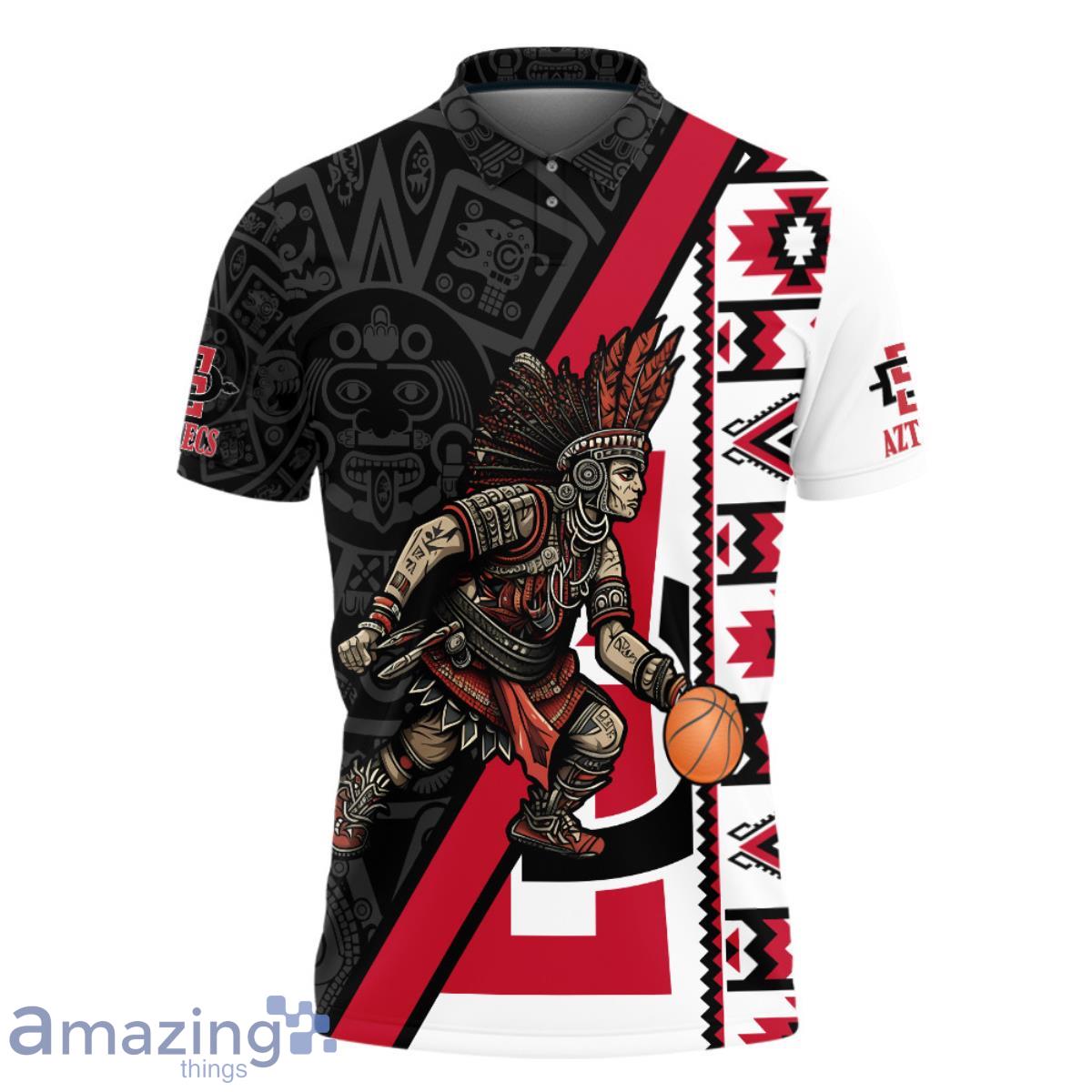 San Diego State Aztecs Basketball Mascot Pattern 3D Polo Shirt Product Photo 2