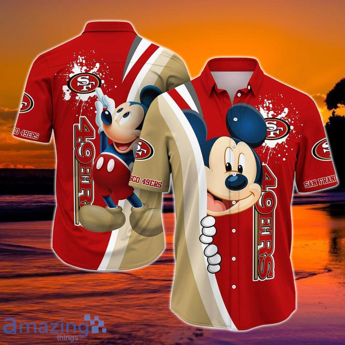 San Francisco 49ers NFL Hawaiian Shirt Mickey American Flag Printed 3D Shirt  Gift - Bring Your Ideas, Thoughts And Imaginations Into Reality Today