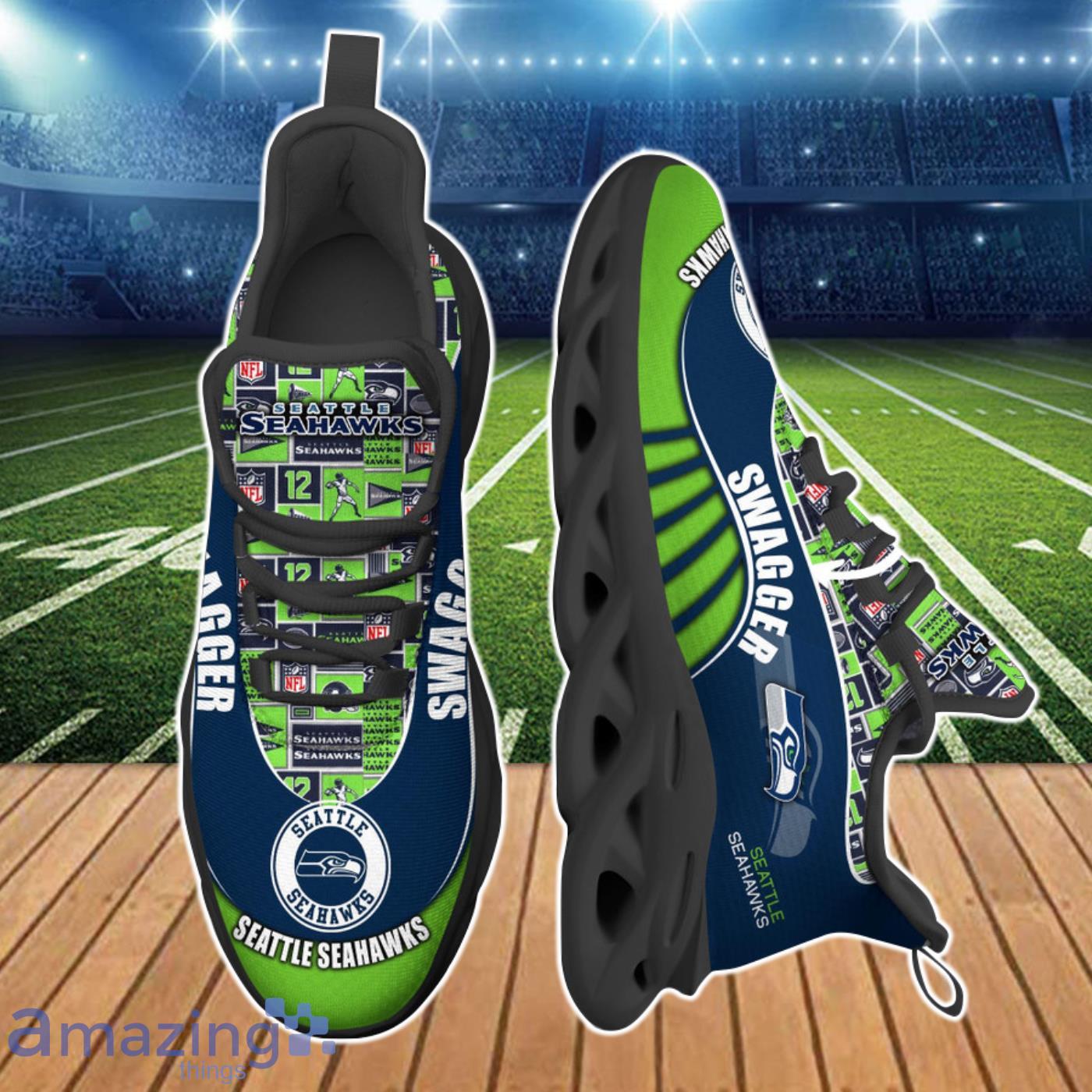 Seattle Seahawks NFL Clunky Max Soul Shoes Custom Name Product Photo 2