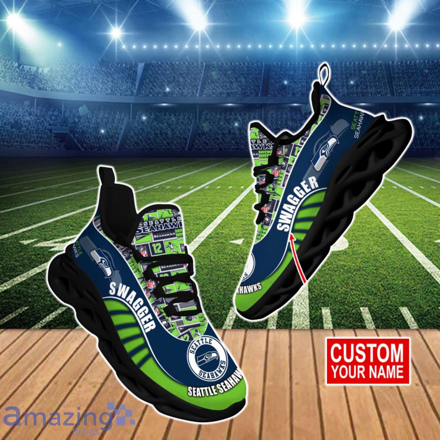 Seattle Seahawks NFL Clunky Max Soul Shoes Custom Name Product Photo 1