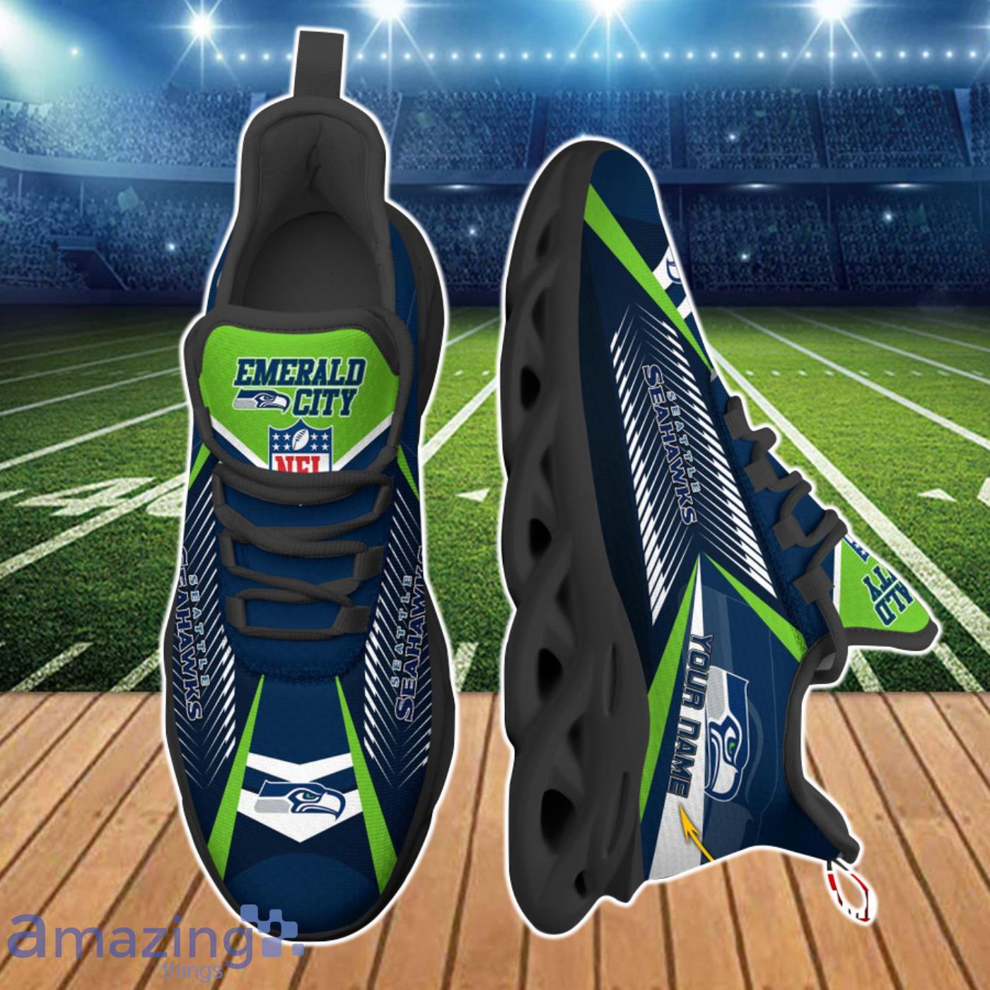 Seattle Seahawks NFL Max Soul Shoes Custom Name Best Gift For Fans Product Photo 2