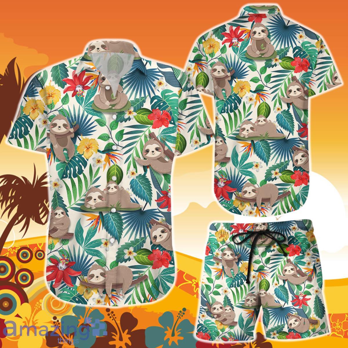 Sloth Hawaiian Shirt And Short Tropical Cute Sloth Presents For Summer Holidays Product Photo 1