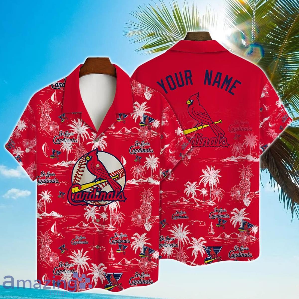 St. Louis Cardinals Baseball Pattern Vintage Hawaiian Shirt Custom Name Product Photo 1