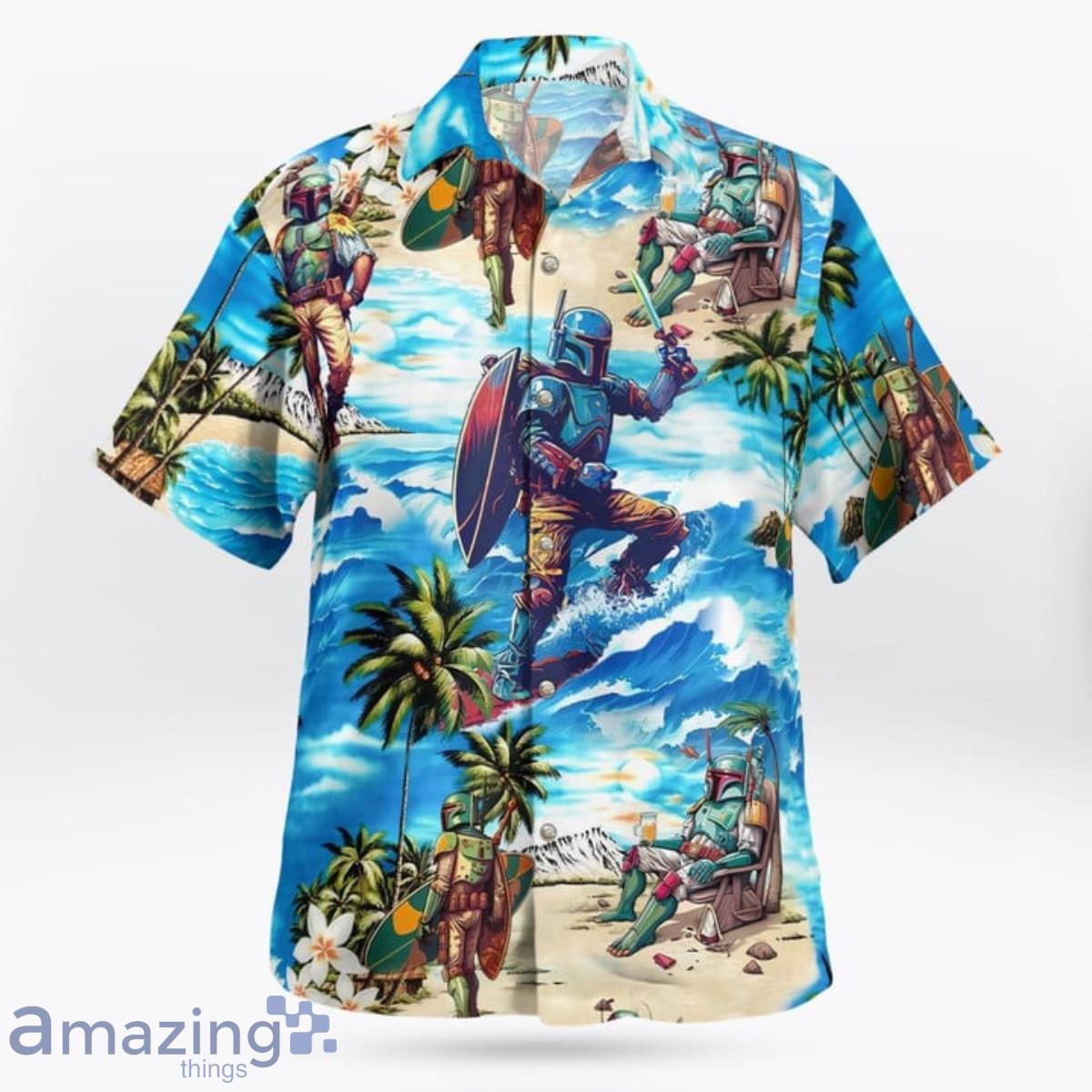 Star Wars Boba Fett Surfing Beach Hawaiian Shirt Product Photo 1