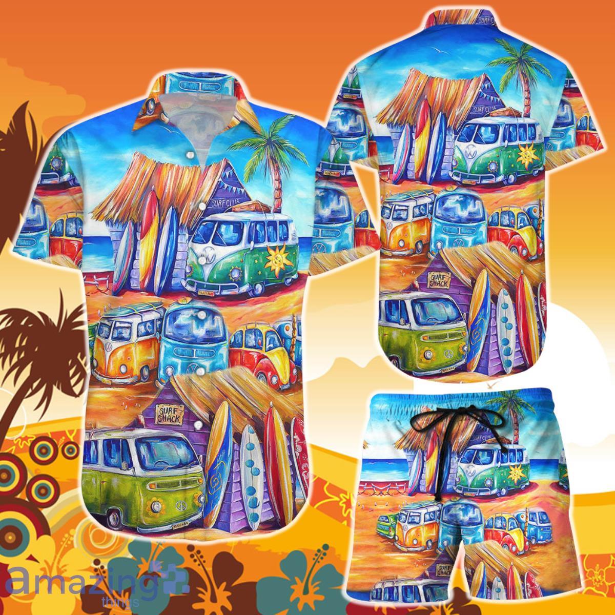 Summer Hawaiian Shirt And Short Van Watercolor Summer Beach Summer Gift Ideas For Men Product Photo 1
