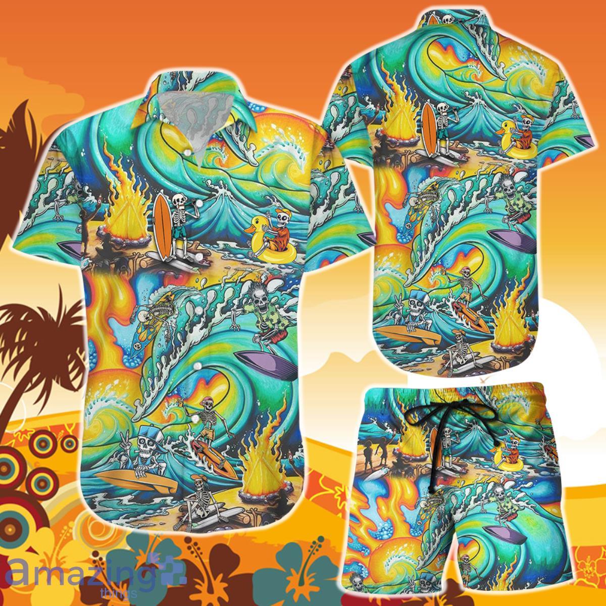 Surfing Hawaiian Shirt And Short Surf Skull Painting Summer Summer Holiday Gift Ideas Product Photo 1