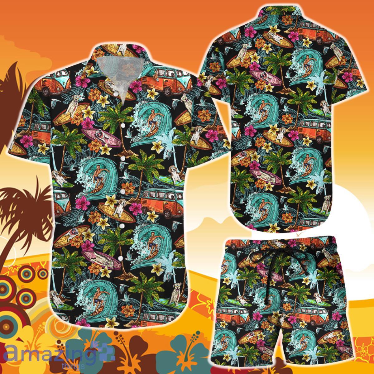 Surfing Hawaiian Shirt And Short Surfer Dog Pattern Aloha Unique Beach Themed Gifts Product Photo 1