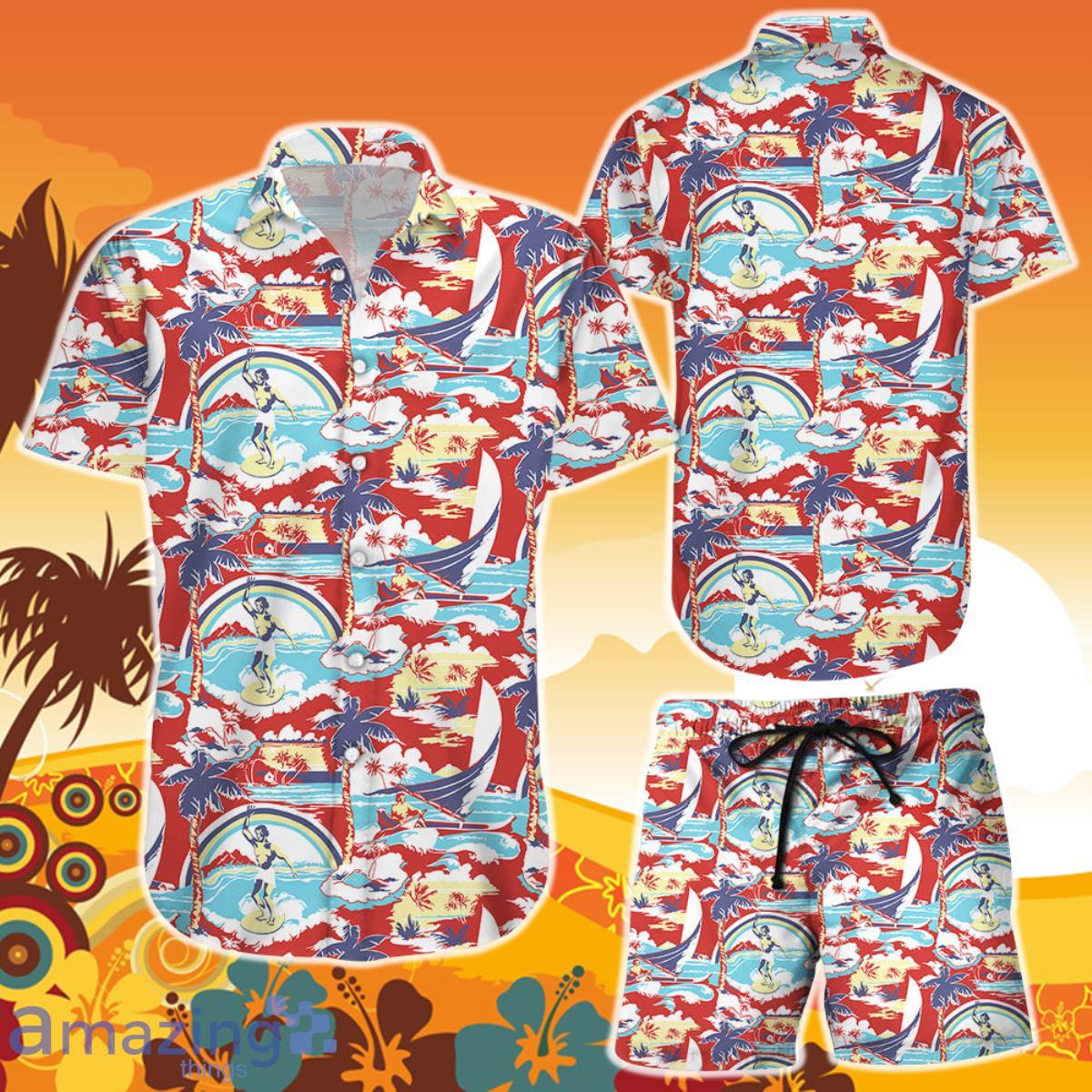 Surfing Hawaiian Shirt And Short Surfing Vintage Summer Stag Sail Boat Hawaii Gifts For Him Product Photo 1