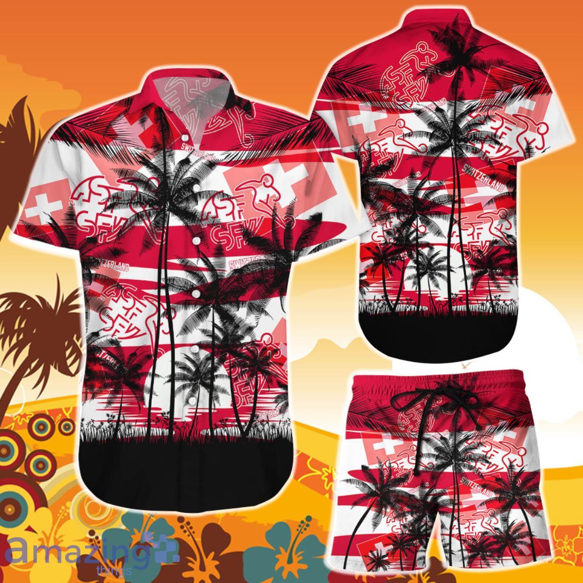 Switzerland Coconut Pattern Hawaiian Soccer Team World Cup 2022 Qatar Champions Football Shirt and Short Product Photo 1