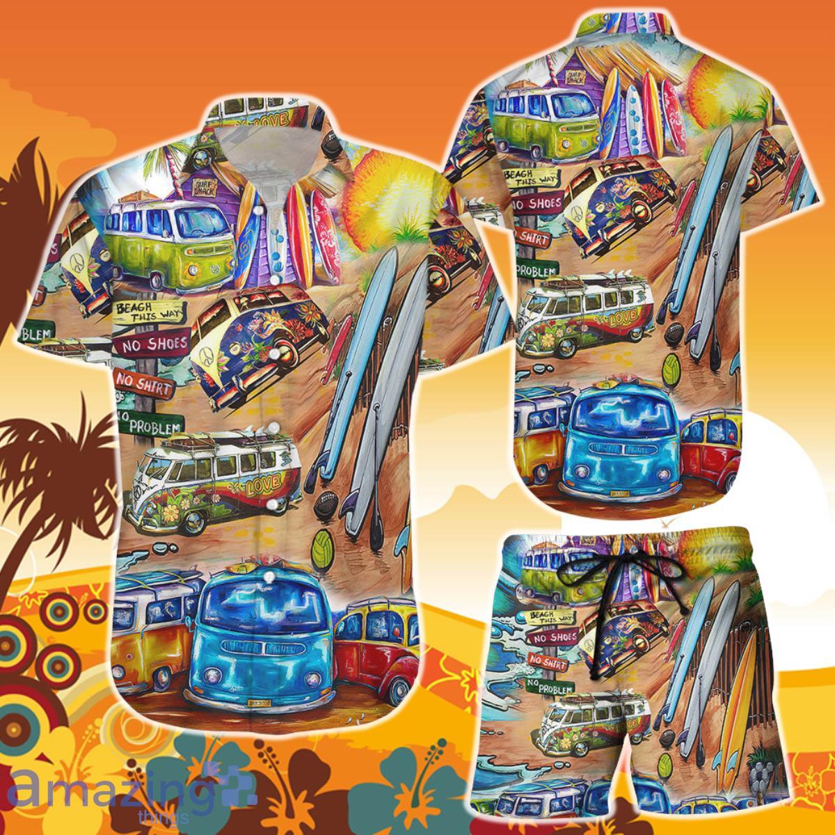 The Bus Hawaiian Shirt And Short Hippie Bus Peace Life Color Beach Best Beach Gifts Product Photo 1
