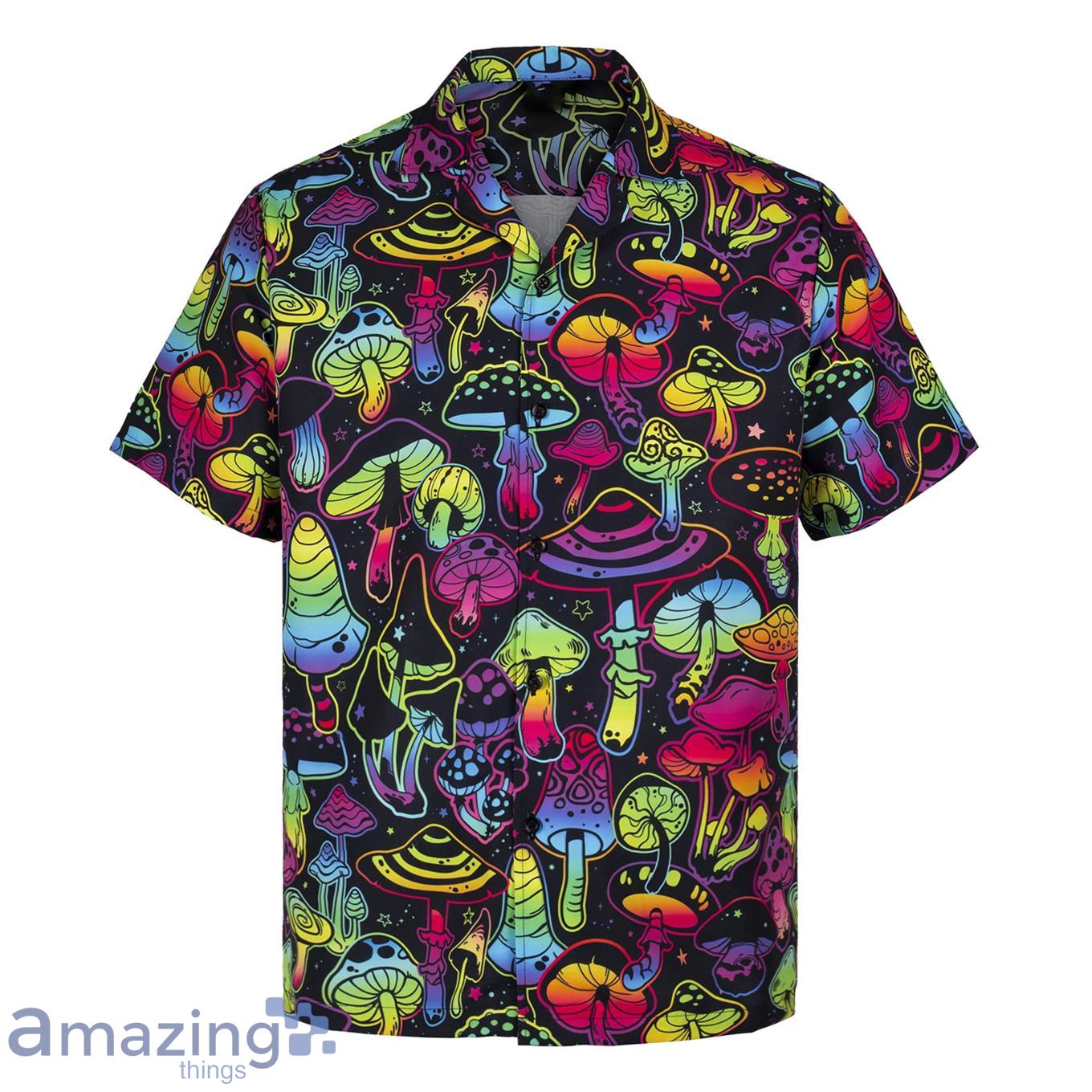 3D Colorful Mushroom Short Sleeve Summer Beach Hawaiian Shirt Product Photo 1