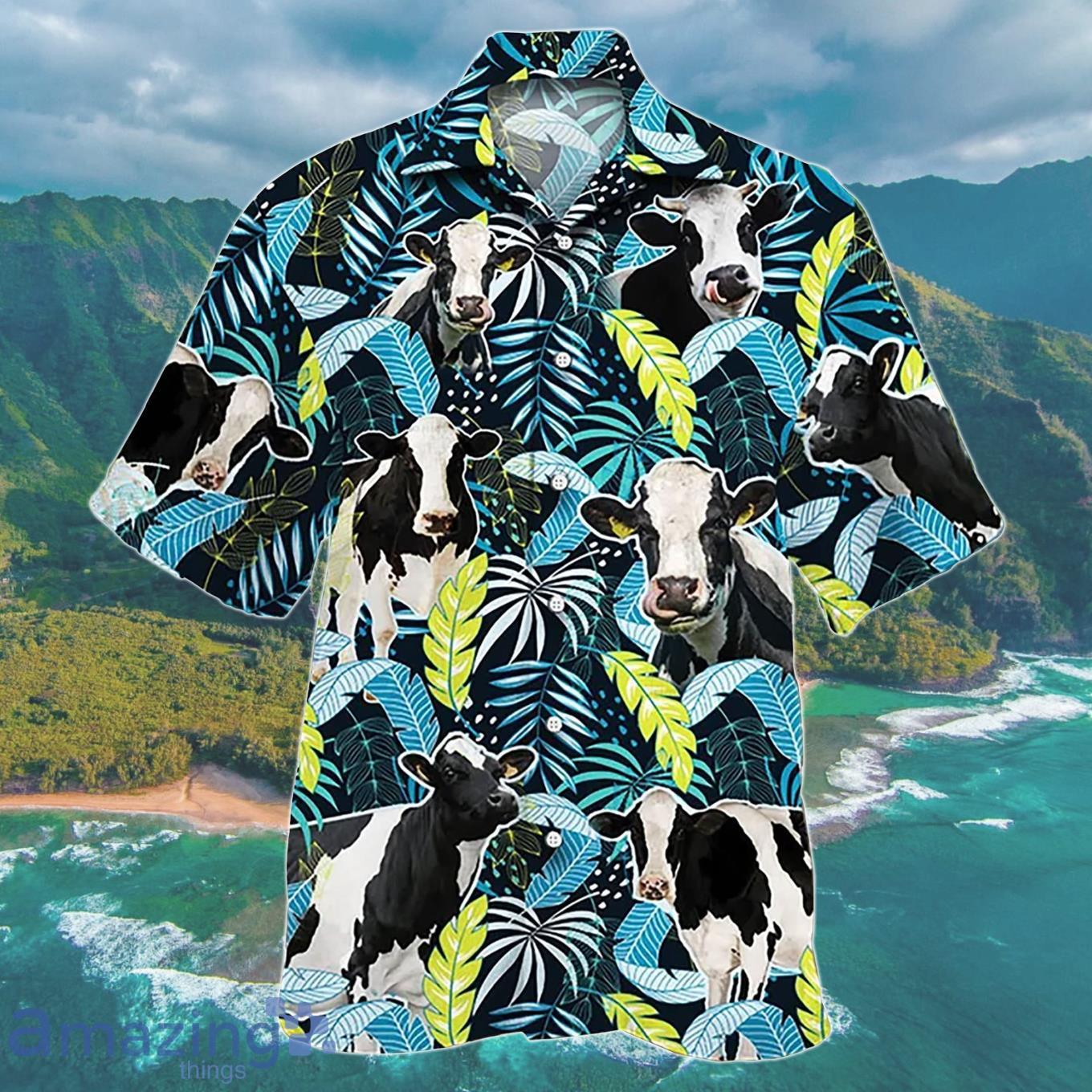 3D Cow Holstein Friesian Cattle Lovers Summer Beach Hawaiian Shirt Product Photo 1