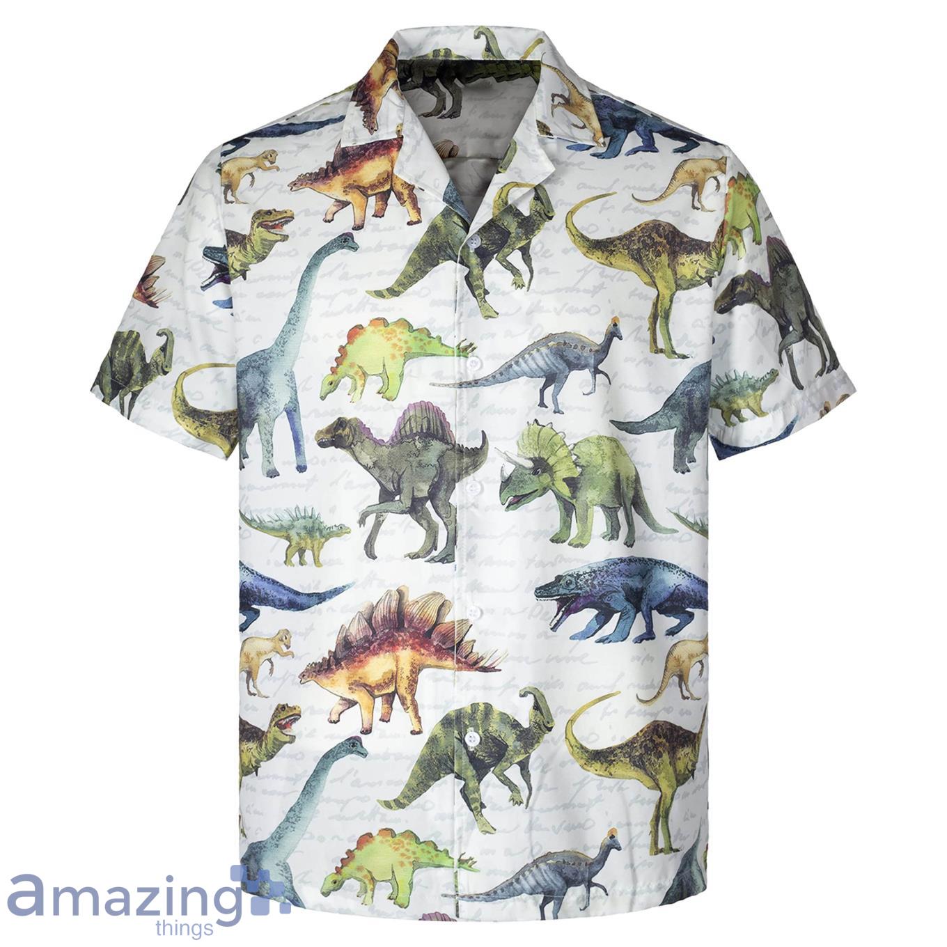 3D Trex Dinosaur In Nature Short Sleeve Summer Beach Hawaiian Shirt Product Photo 1