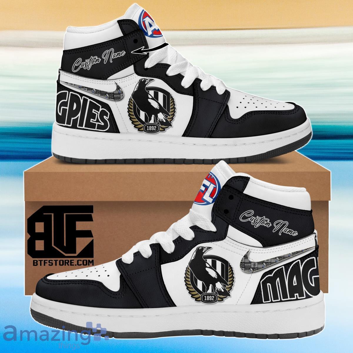 AFL Collingwood Magpies Air Jordan Hightop Sneakers Custom Name Product Photo 1 AFL Collingwood Magpies Air Jordan Hightop Sneakers Custom Name Product Photo 1