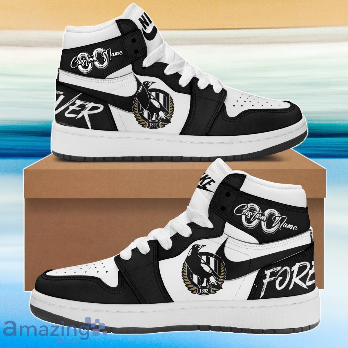 AFL Collingwood Magpies Custom Name Air Jordan Hightop Product Photo 1