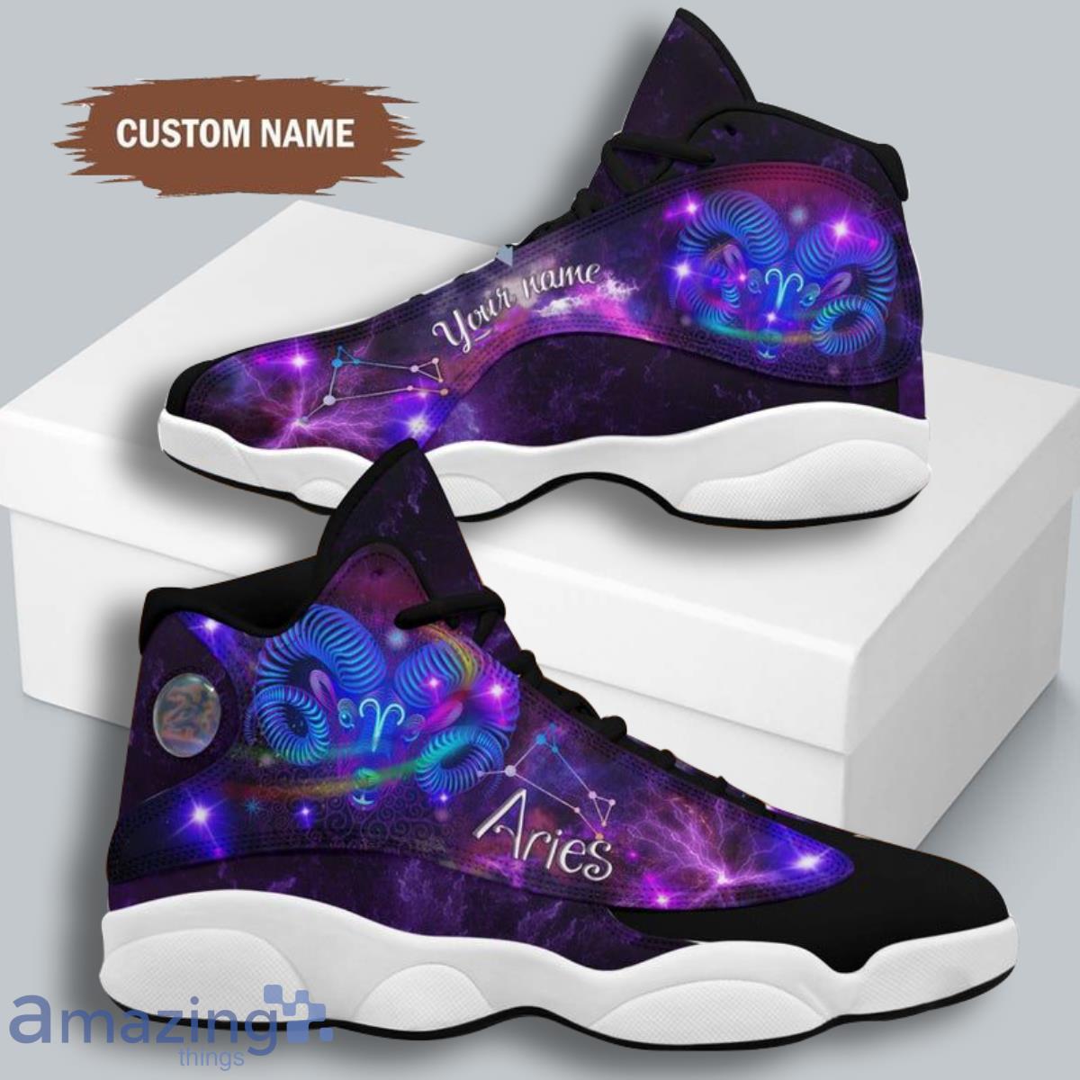 Aries Zodiac Air Jordan 13 Custom Name Sneakers For Men And Women Best Choice For Gift image Aries Zodiac Air Jordan 13 Custom Name Sneakers For Men And Women Best Choice For Gift Product Photo 2