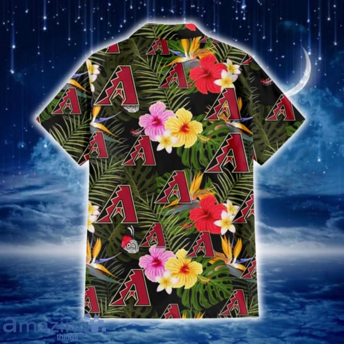 Arizona Diamondbacks Pastel Hibiscus Palm Leaf Tiny Dot Green Background 3D  Hawaiian Shirt Gift For Fans