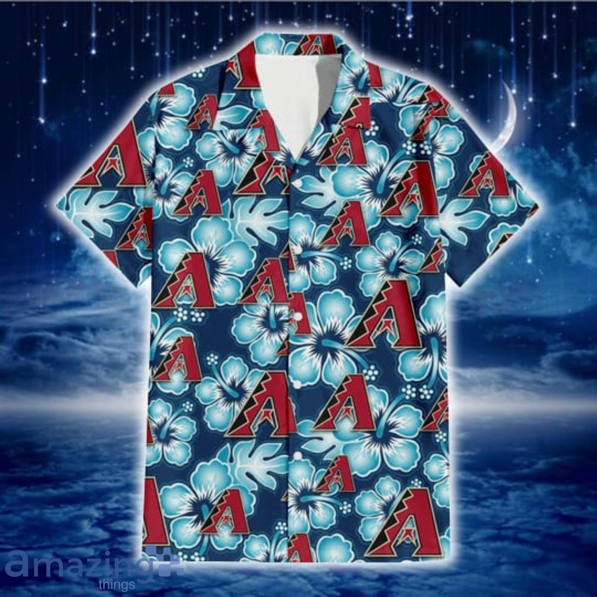 Arizona Diamondbacks Dark Turquoise Hibiscus Navy Background 3D Hawaiian  Shirt Gift For Fans