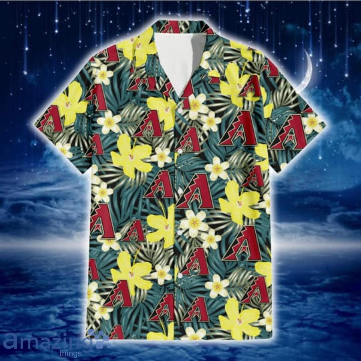 Arizona Diamondbacks Pastel Hibiscus Palm Leaf Tiny Dot Green Background 3D  Hawaiian Shirt Gift For Fans