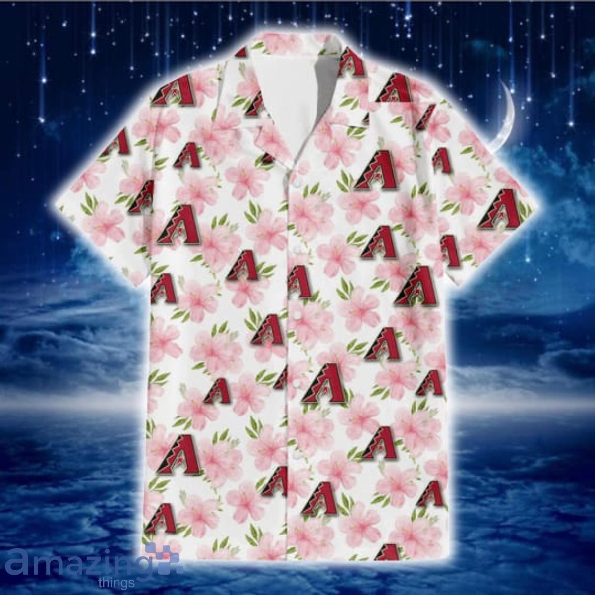 Arizona Diamondbacks Pink Yellow White Hibiscus Turquoise Background 3D Hawaiian  Shirt Gift For Fans