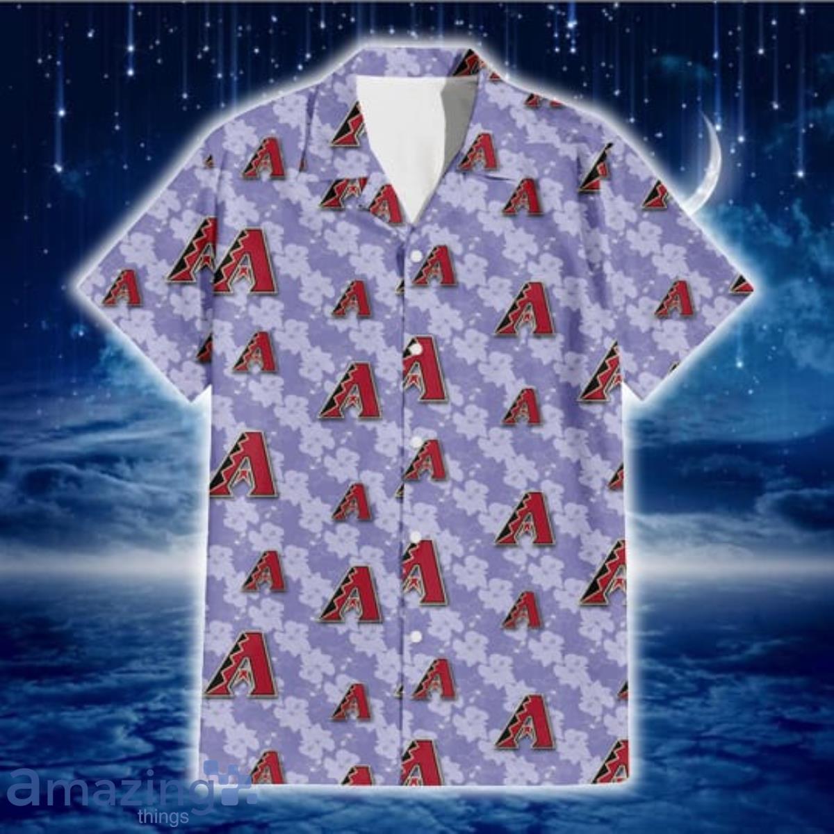 Arizona Diamondbacks Light Purple Hibiscus Pattern Stripe Powder Purple 3D  Hawaiian Shirt Gift For Fans